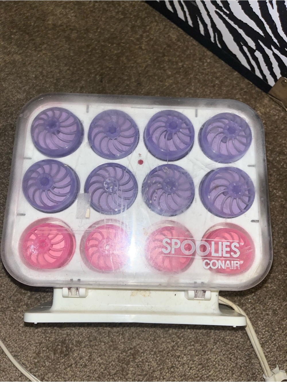 Vintage Conair Spoolies Electric Hot Rollers - Purple & Pink